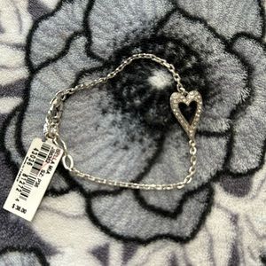 NWT Brighton Bella Mia Bracelet Pave Crystals Heart Reversible Bracelet Retired